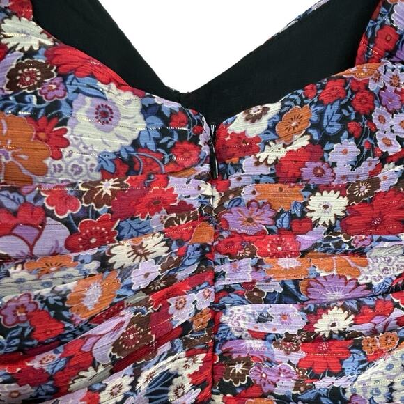 ZARA Mini Dress Size S Coquette Floral Ruched Puffed Sleeves Twee Sweet - Picture 6 of 8